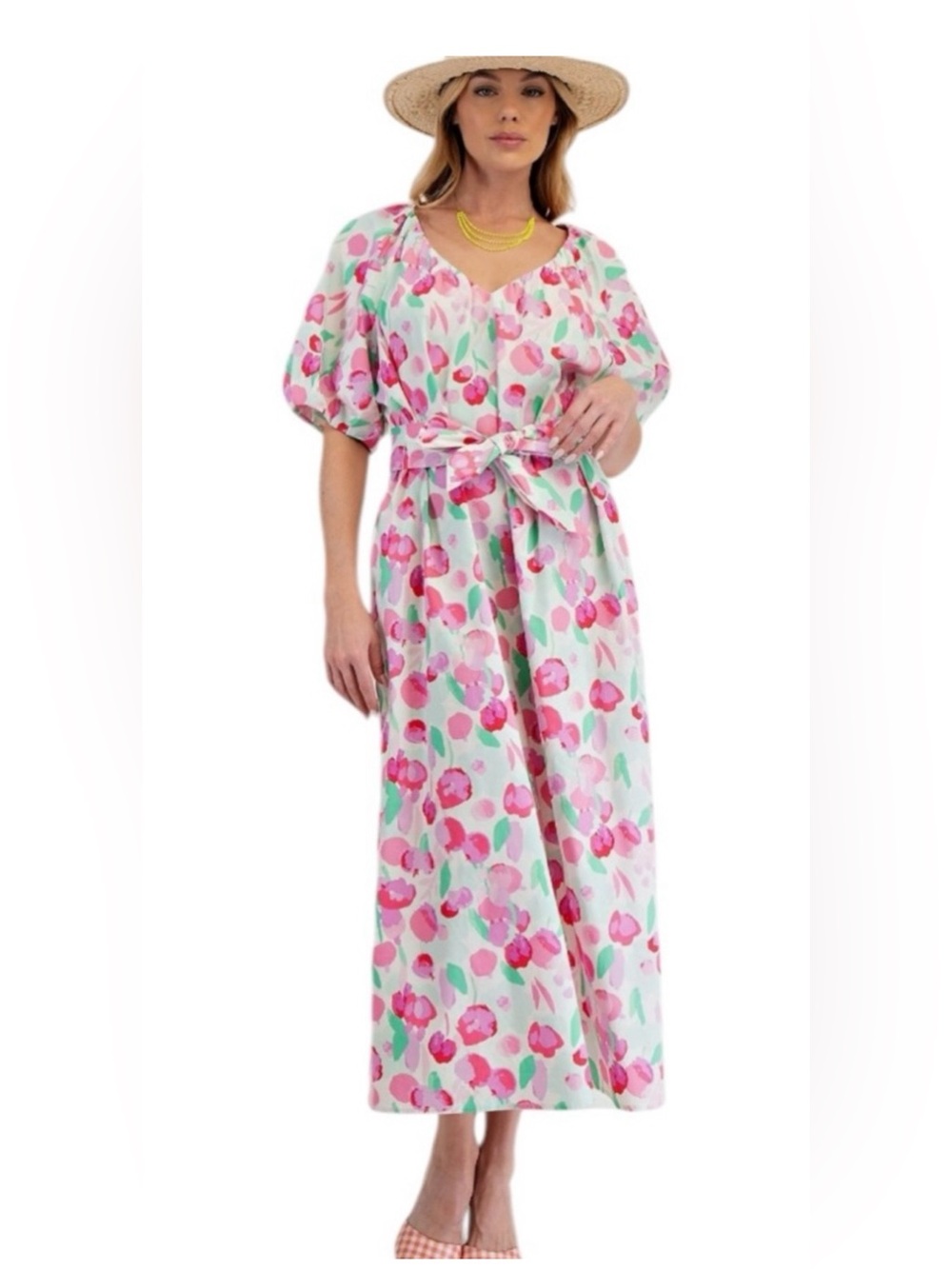 NEW with Tags EASEL Floral DRESS Pink & Mint! Sz Large